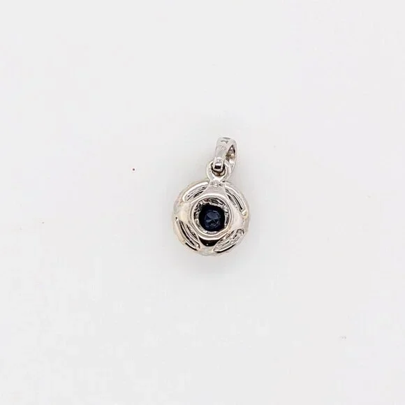 Ceylon Blue Sapphire Pendant in Solid 14K White Gold with Natural Diamond Halo - Picture 5 of 5